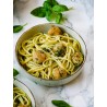 Pasta pesto en kipgehaktballetjes